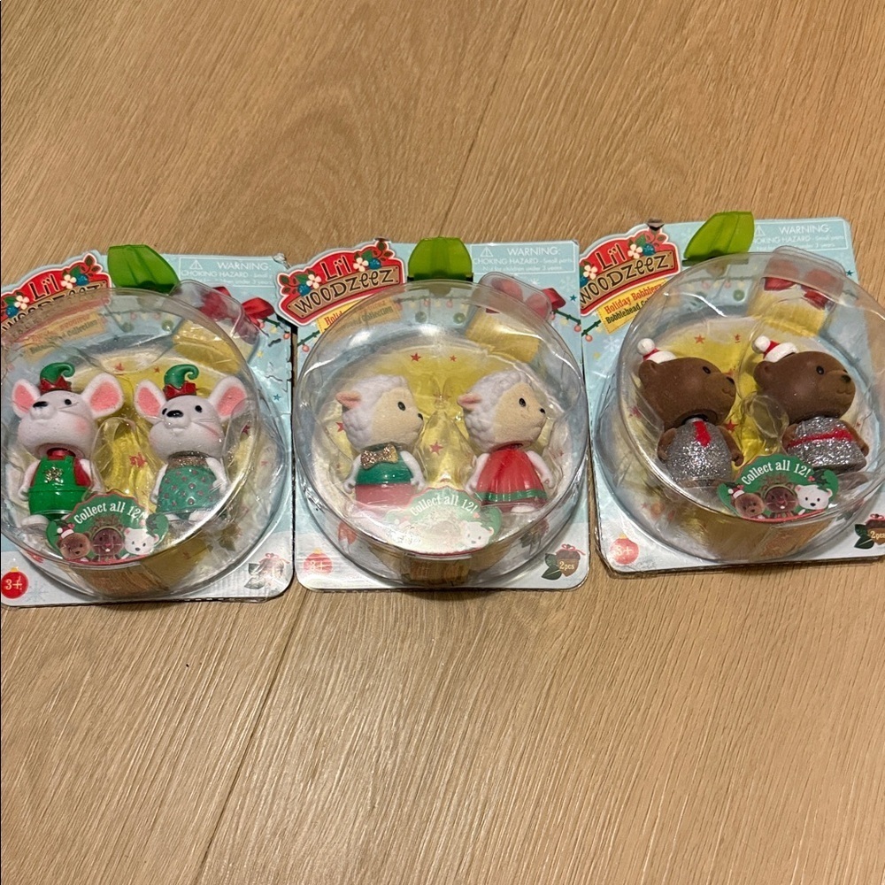 Lil woodzeez holiday bubbleez bobblehead collection new in sealed packages 3 set